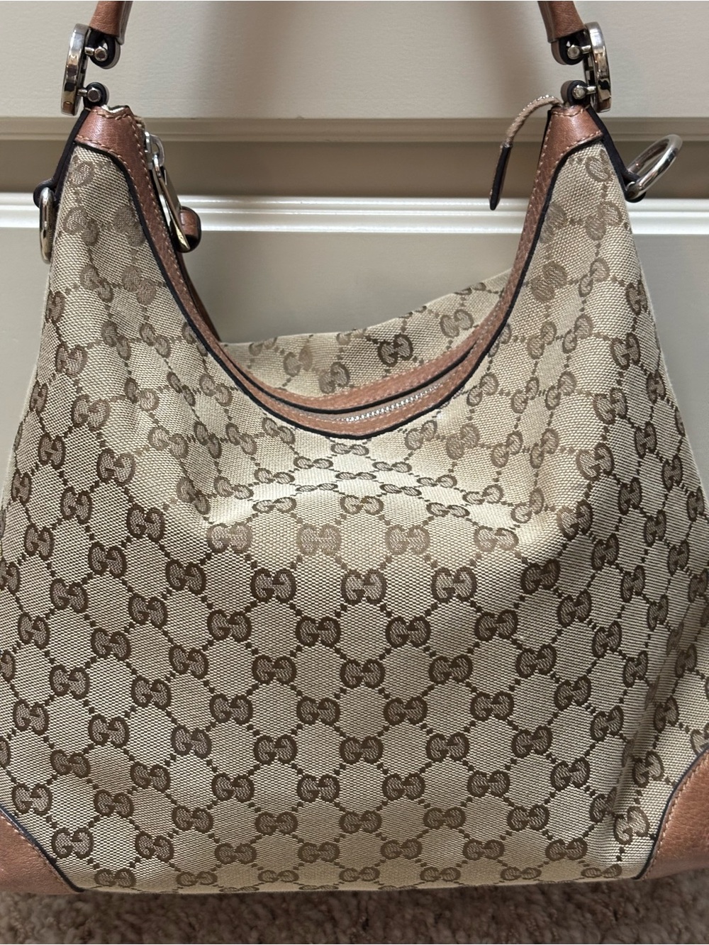 Gucci Beige and Brown GG Canvas Hobo Bag - Picture 3 of 16